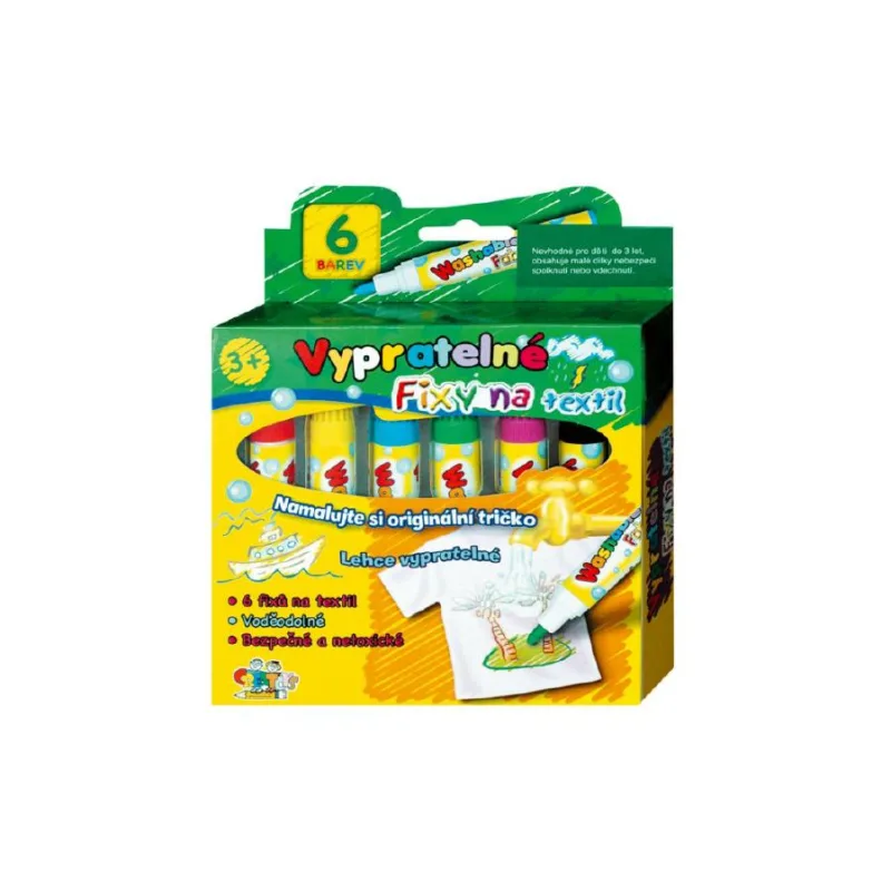 SMT Creatoys Fixky na textil vyprateľné 6ks v krabičke 13x13cm