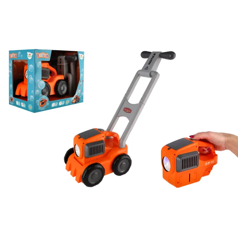 Teddies Bublifuk kosačka + náplň plast 17x50cm na batérie so svetlom v krabici 30x25x20cm