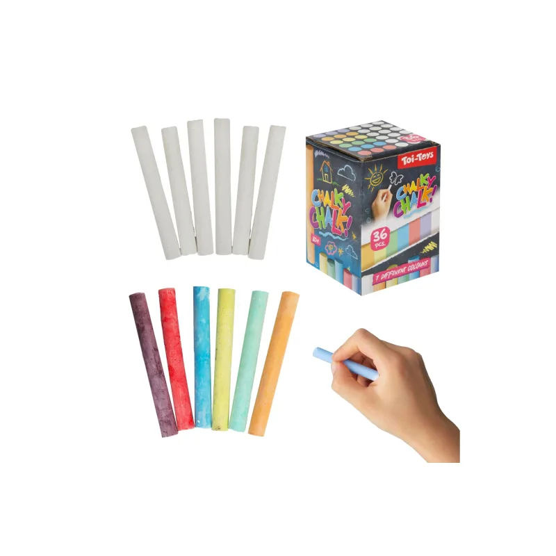 Teddies Kriedy tabuľové 36ks biele + farebné 8cm v krabičke 6x9x6cm 24m+