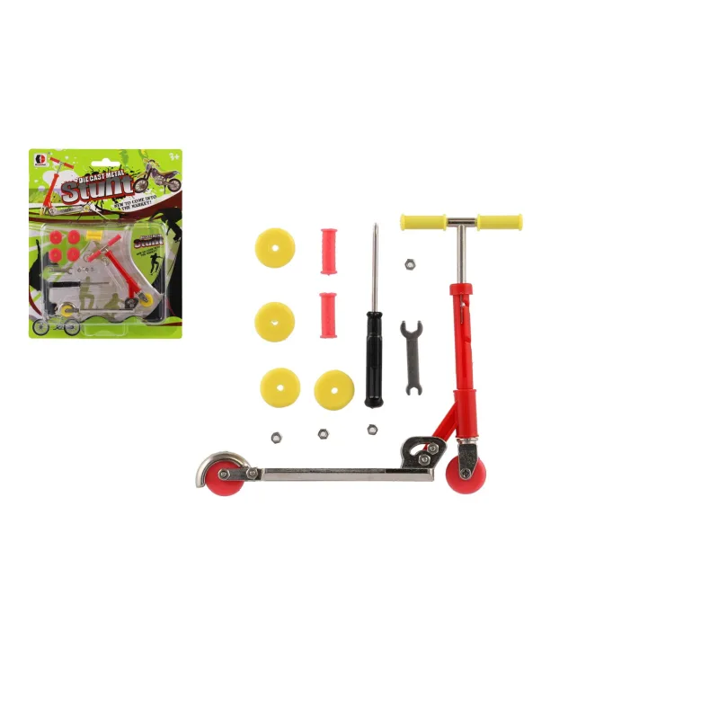 Teddies Kolobežka prstová kov/plast 10cm s doplnkami 2 farby na karte