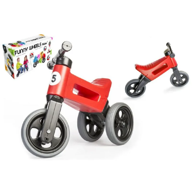 Funny Wheels Teddies Odrážadlo FUNNY WHEELS Rider Sport červené 2v1, výška sedadla 28/30cm nosnosť 25kg 18m+ v krabici