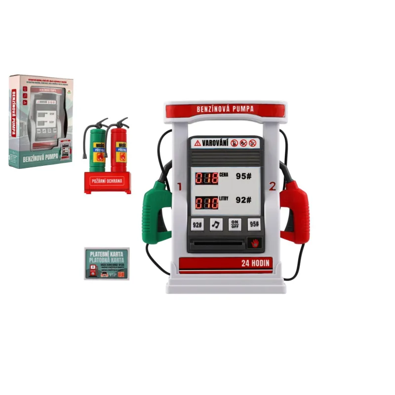 Teddies Benzínová pumpa plast na baterie se zvukem, světlem v krabici 17x23x6cm