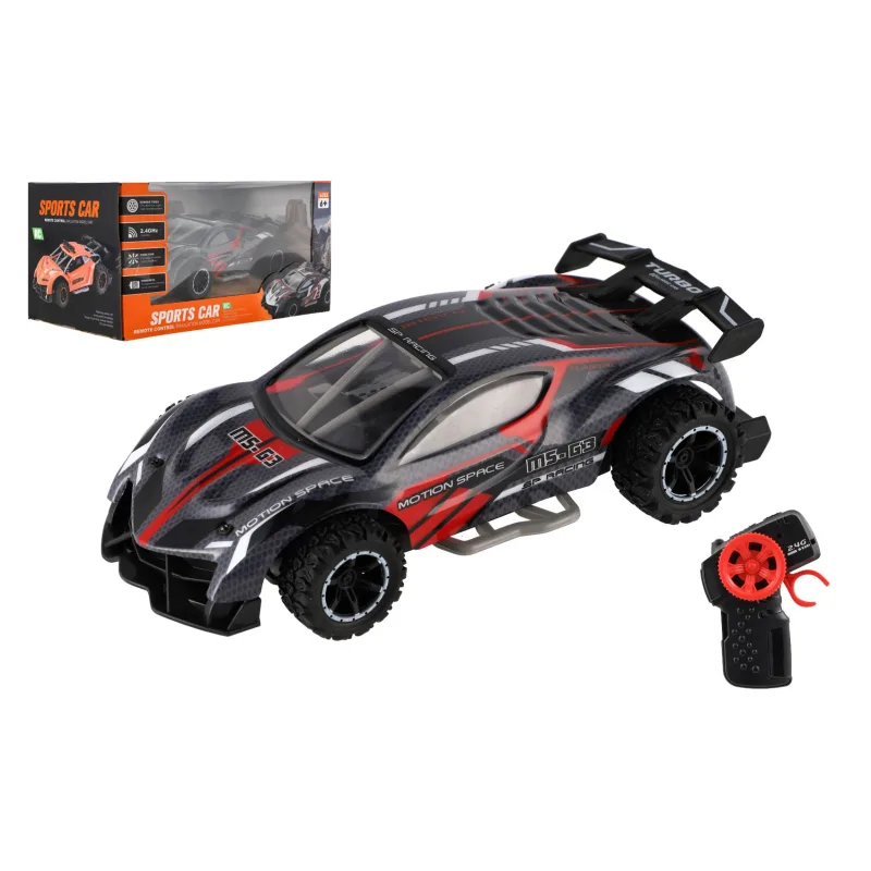Teddies Auto RC športový plast 2,4 GHz 20cm na batérie šedo-červené v krabici 24x12x14cm
