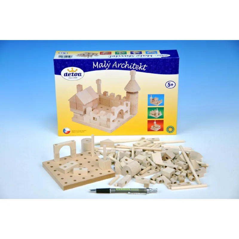 Detoa Stavebnica Malý Architekt kocky drevo 120ks v krabici 29x20x6cm