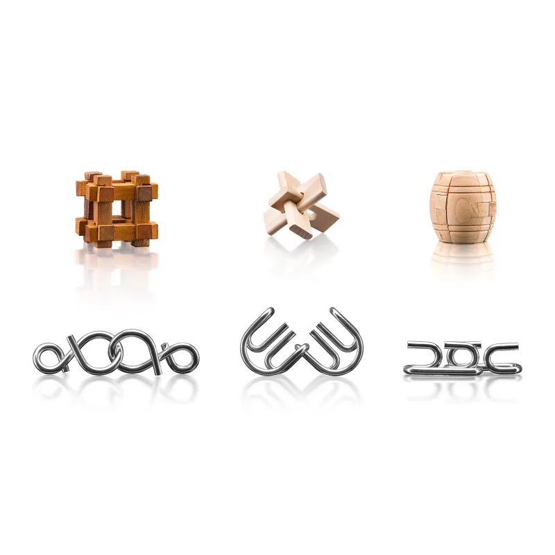 POPULAR Hlavolam kov-drevo Popular, súprava 6ks