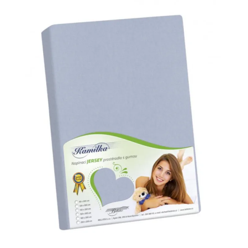 Bellatex Jersey prostěradlo Šedá vyšší roh - 180x200x40 cm