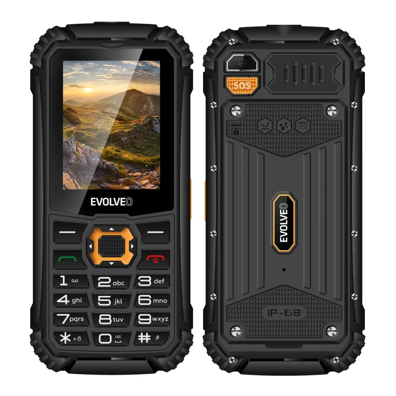 EVOLVEO StrongPhone Q1, vodotěsný odolný Dual SIM telefon, černo-oranžový SGP-Q1-BO