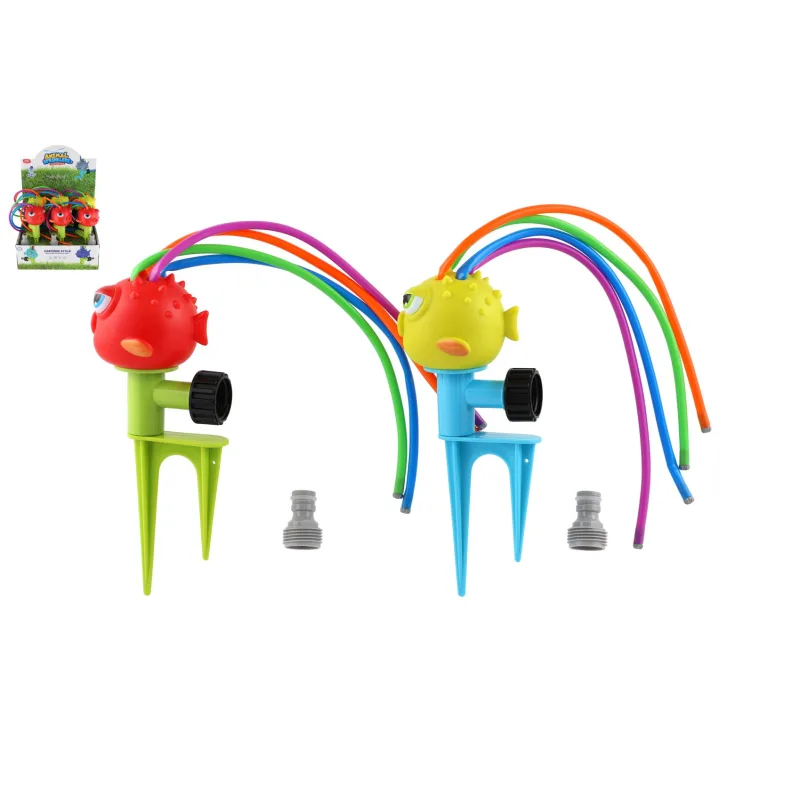 Teddies Ryba ježík vodný rozprašovač na záhradu plast 22cm 2 farby 6ks v boxe