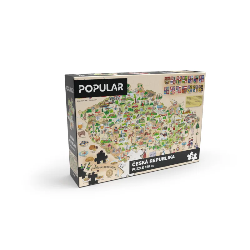 POPULAR Puzzle - Mapa Českej republiky, 160 ks