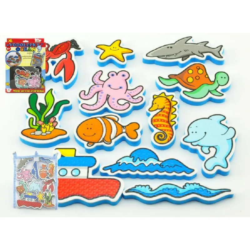 Teddies Vodolepky Moje prvé zvieratká oceán penová sada so sieťkou 12ks v krabici 19x27x5cm
