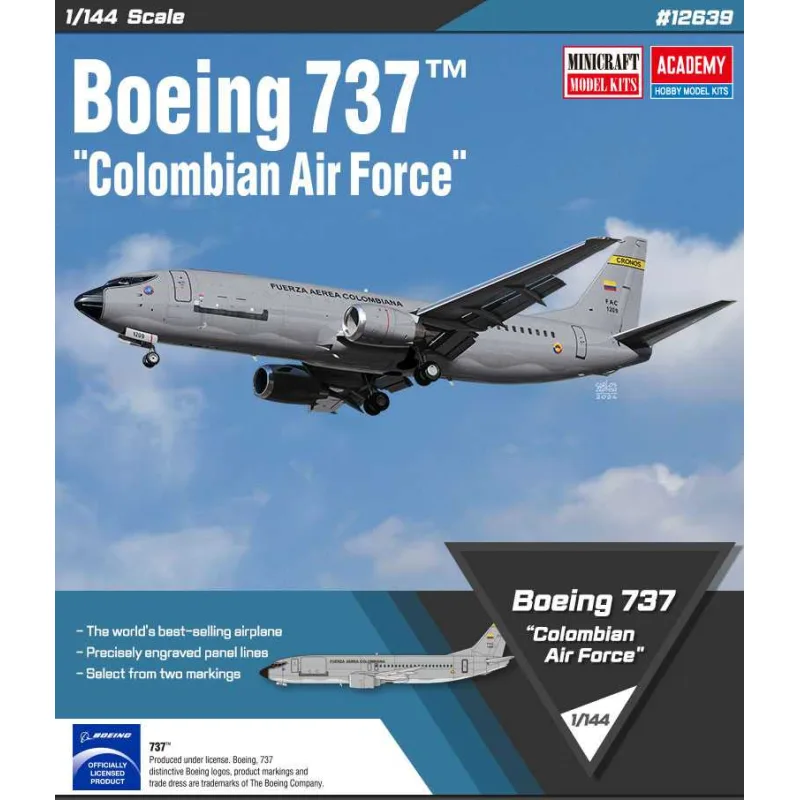 Academy Model Kit lietadlo 12639 - Boeing 737 "Colombian Air Force" (1:144)