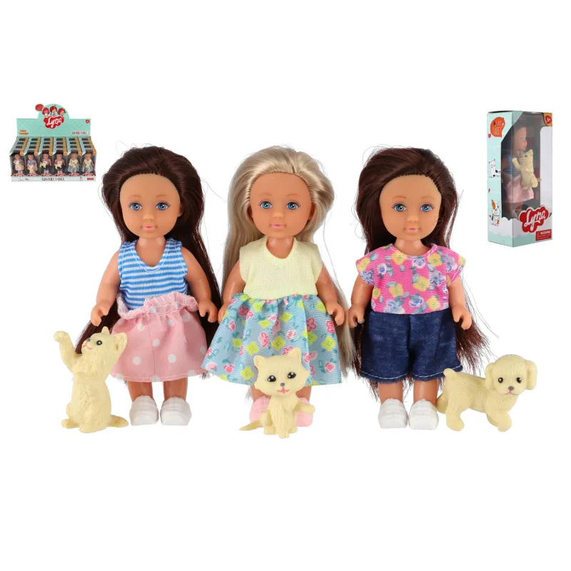 Teddies Bábika s maznáčikom plast 12cm pevné telo 3 druhy