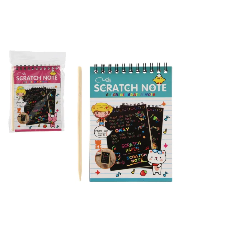 Teddies Škrabací/Vyškrabovací notes farebný 10 listov 10x14cm 2 farby v sáčku