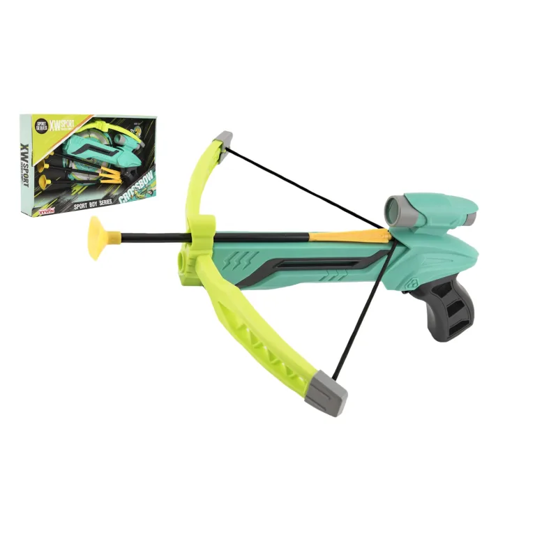 Teddies Pištoľ/kuša s lukom na prísavky plast 25cm + šípy 3ks v krabici 36x21x5cm