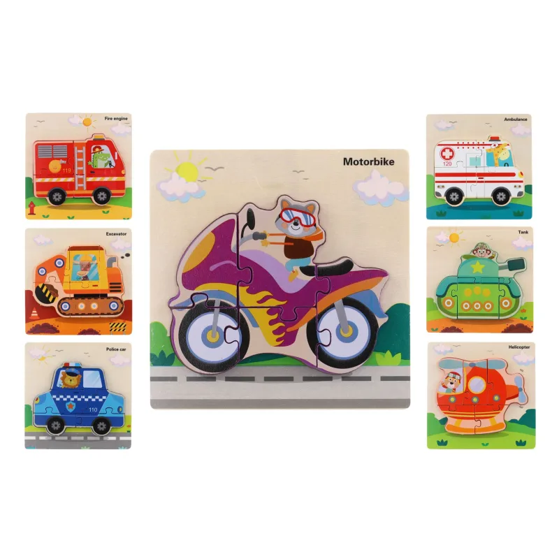 Teddies Vkladačka drevená dopravné prostriedky mix druhov v sáčku