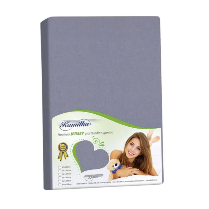 Bellatex Jersey prostěradlo tmavá šedé, vyšší roh - 180x200x40 cm