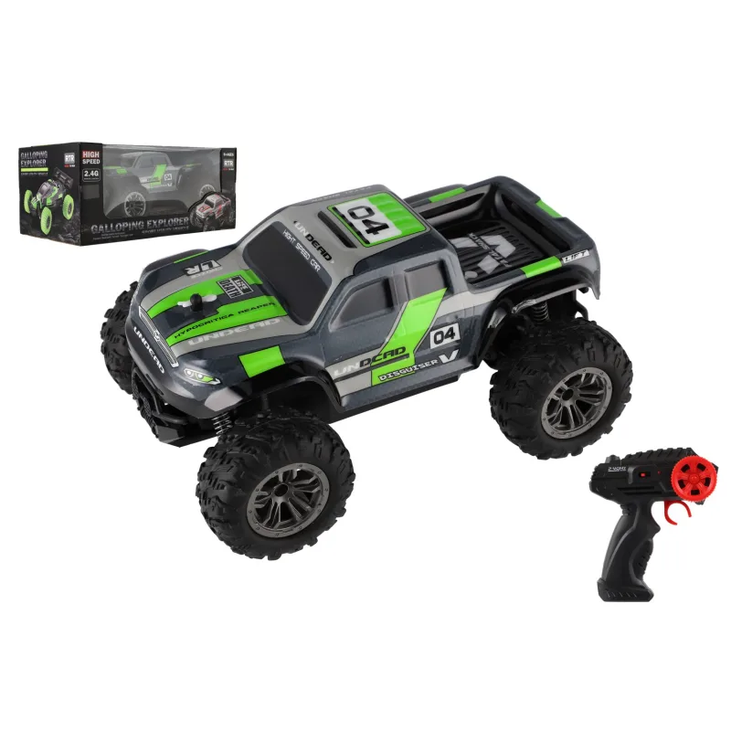 Teddies Auto RC pick up terénny plast 25cm 2,4 GHZ na batérie šedo-zelený v krabici 32x14x18cm