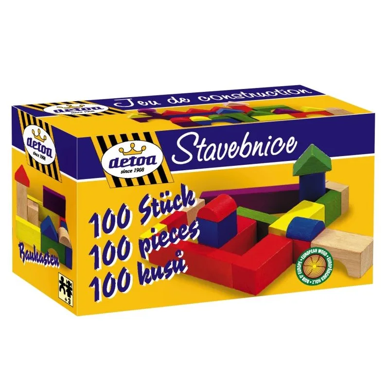 Dřevěné barevné kostky 100 ks , Krabička