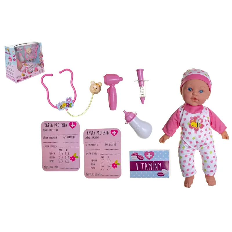 Teddies Bábätko choré mäkké telo 36cm guma s doplnkami na batérie so zvukom so svetlom v krabici 37x31x17cm