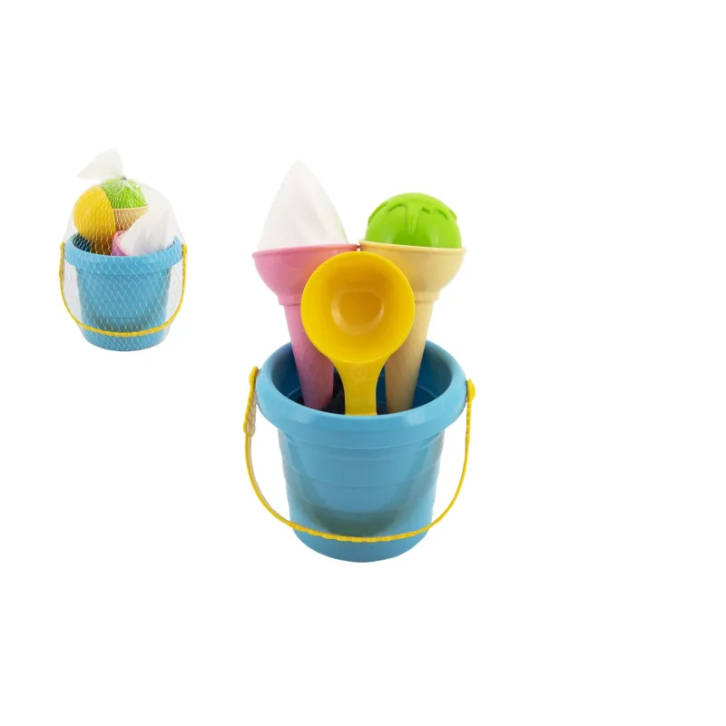 Teddies Sada na piesok plast vedierko + formičky zmrzlina v sieťke 12x17x12cm 12m+