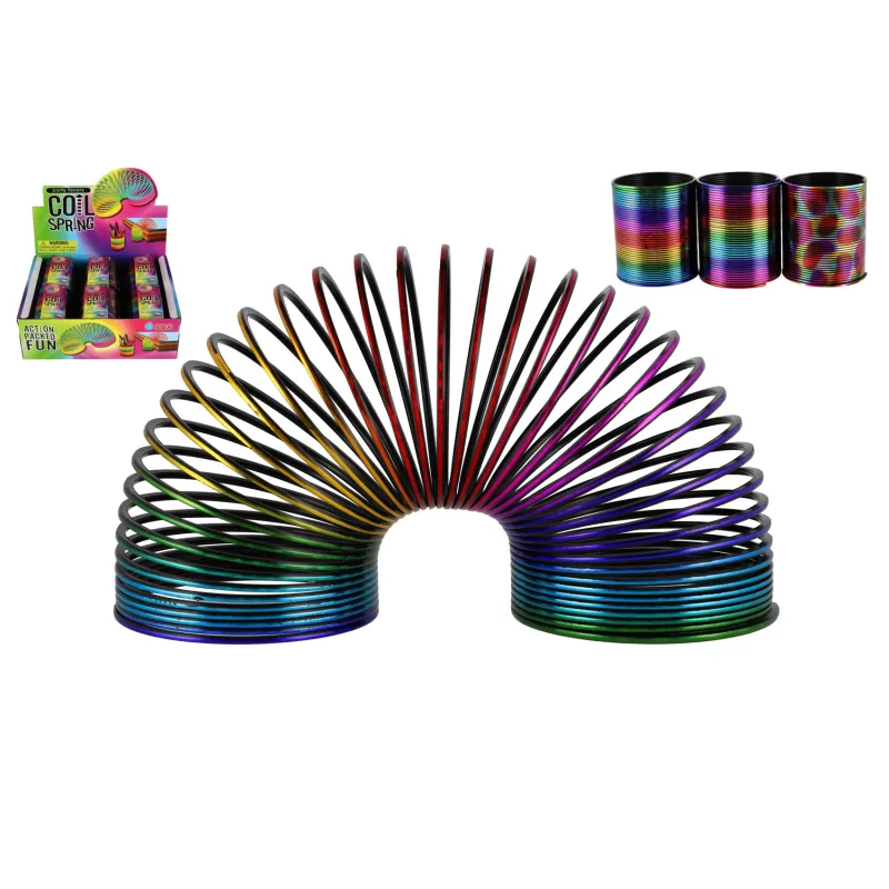 Teddies Špirála/pružina dúhová plast priemer 8,5cm 3 farby 6ks v boxe