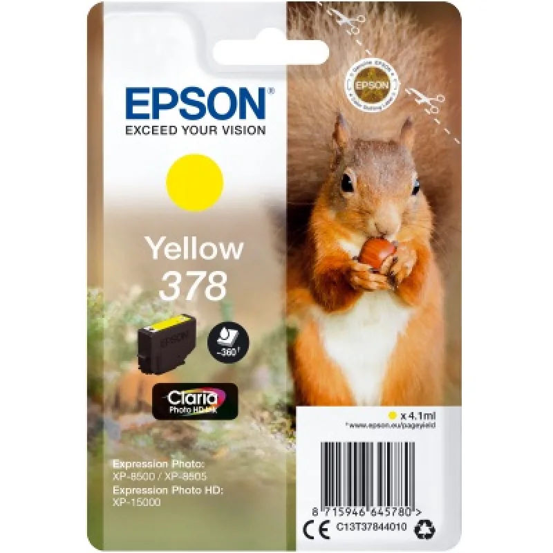 EPSON Singlepack Yellow 378 Claria Photo HD ink C13T37844010
