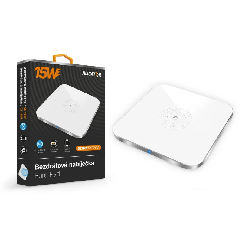 ALIGATOR bezdrátová nabíječka Aligator Pure-Pad 15W, bílá CHQ005