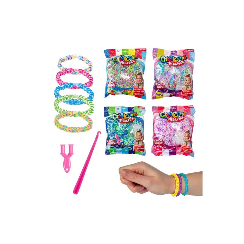 Teddies Urob si svoj náramok - gumičky 5000ks + náčinie 4 farby v sáčku 17x22cm