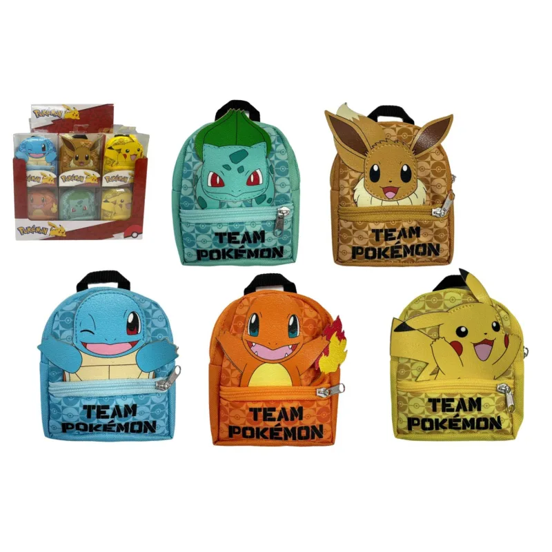Mini batoh/batůžek Pokémon látka 9x11cm 5 barev v plastové krabičce 24ks v boxu