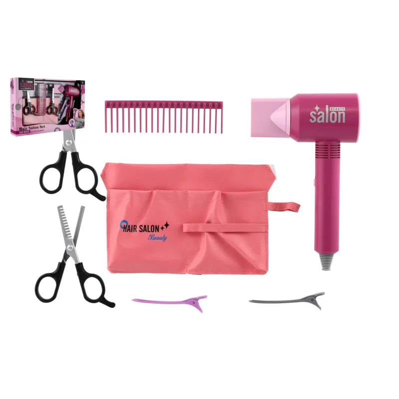 Teddies Sada krásy/Malá kaderníčka s fénom s doplnkami plast na batérie na karte 39x26x7cm