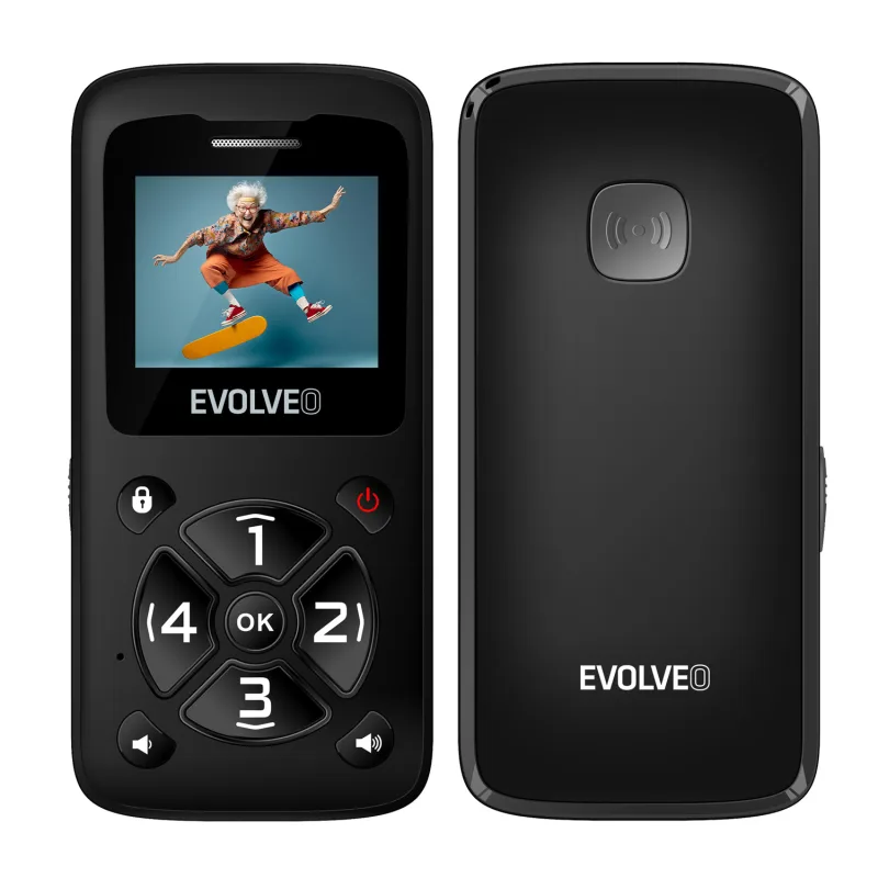 EVOLVEO EasyPhone ID, mobilní telefon pro seniory, černá EP-400-IDB