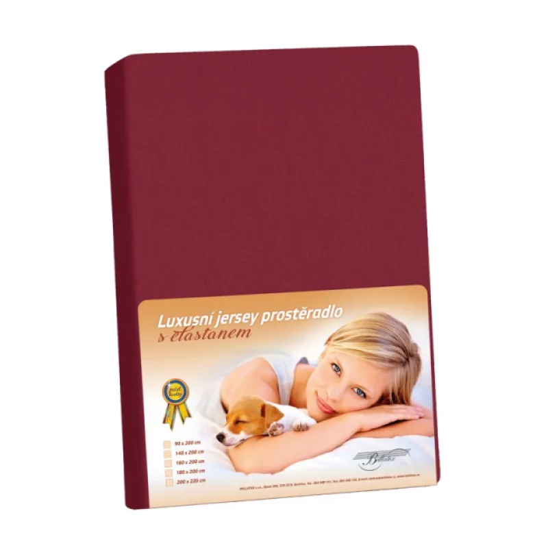 Bellatex Prostěradlo Jersey LUX, Bordové - 160x200 cm