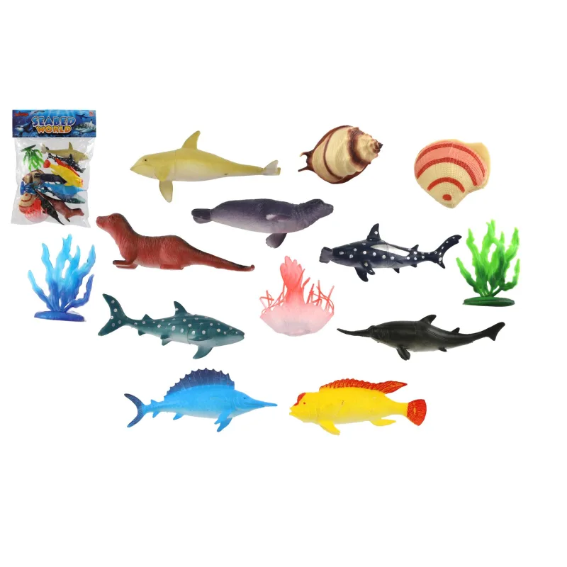 Teddies Zvieratká morské s doplnkami plast 13ks 10-13cm v sáčku