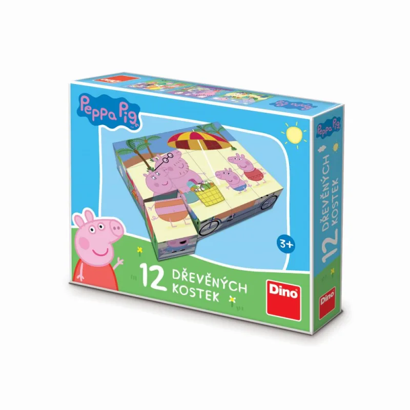 Dino PEPPA PIG 12 drevených licencovaných blokov