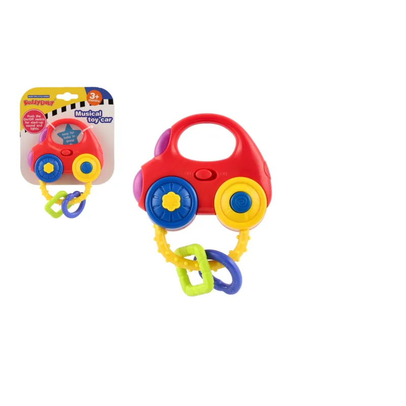 Teddies Hrkalka auto plast 10x11cm na batérie so zvukom, svetlom na karte 3m+