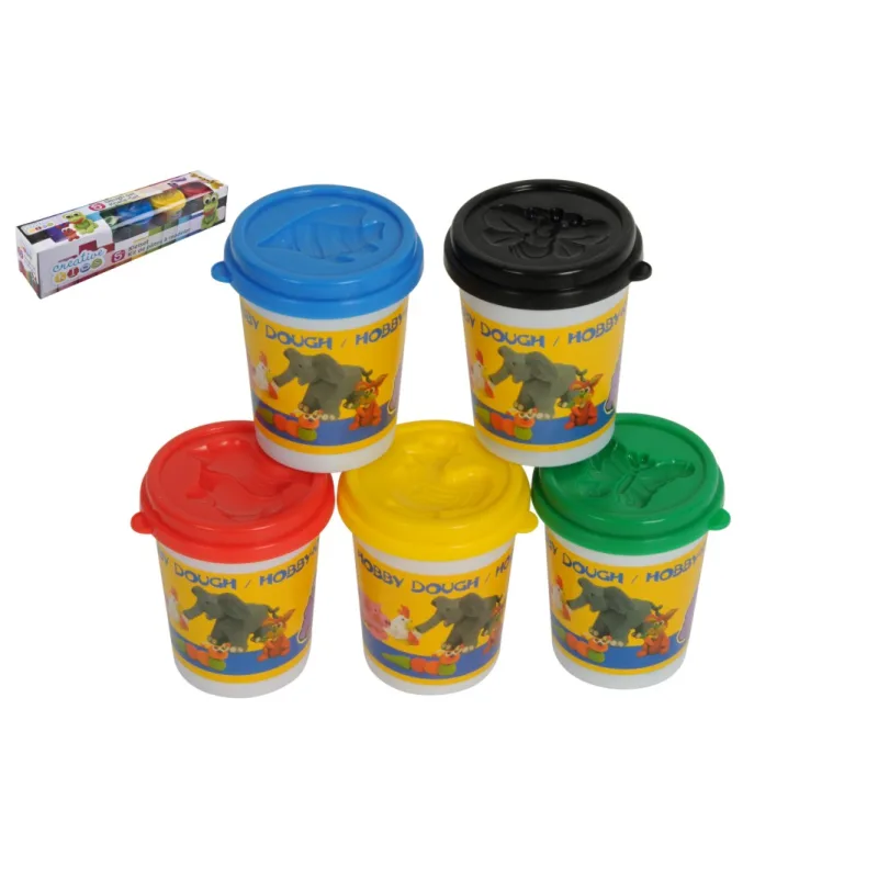 Teddies Modelína/Plastelína v kelímku 5ks mix farieb v krabičke 40x8x8cm