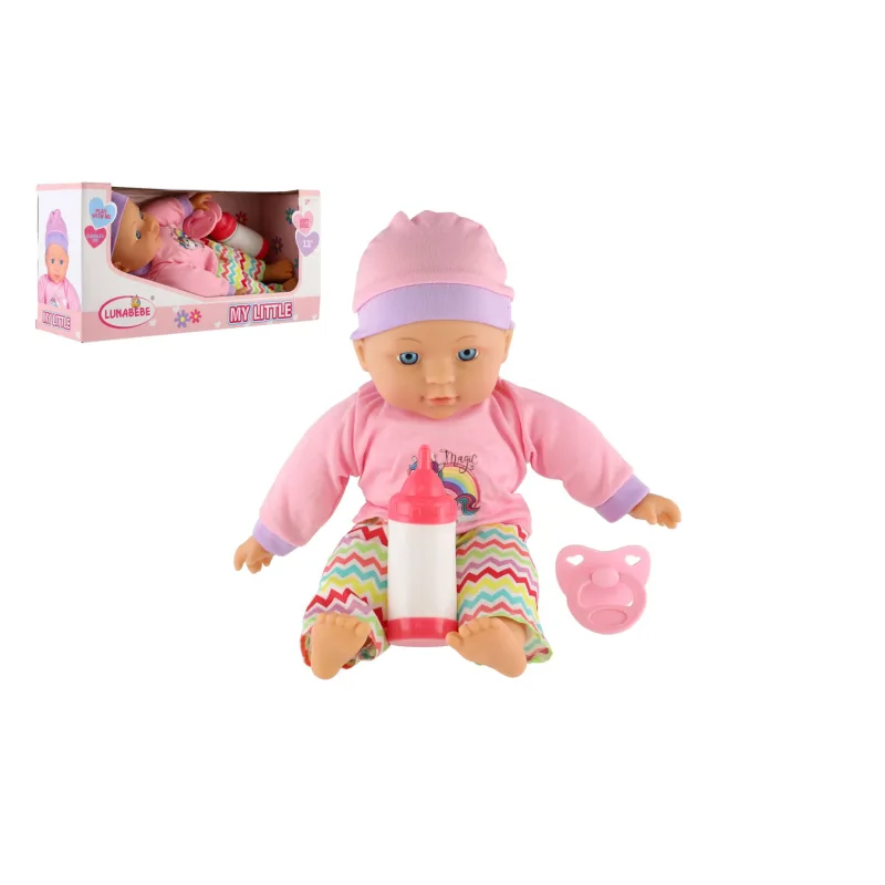 Teddies Bábika bábätko 30cm mäkké telo s fľaštičkou, cumlíkom v krabici 31x15,5x10cm