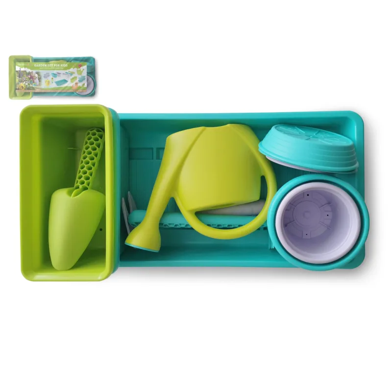 Záhradný set pre deti s náradím a kanvičkou plast vo fólii 40x20x11cm
