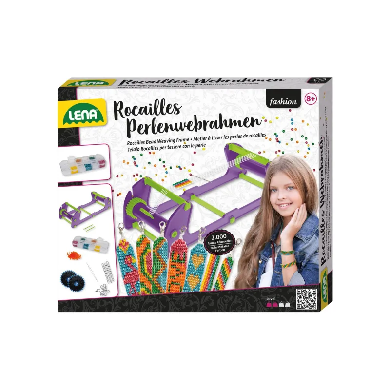 Lena Perličkový tkáčsky korálkový stav plast na náramky+2000ks korálikov s doplnkami v krabici 28x24x5,5cm