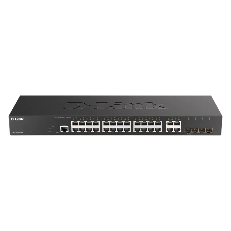 D-Link DGS-2000-28 Managed switch, 24x GbE, 4x RJ45/SFP, fanless DGS-2000-28