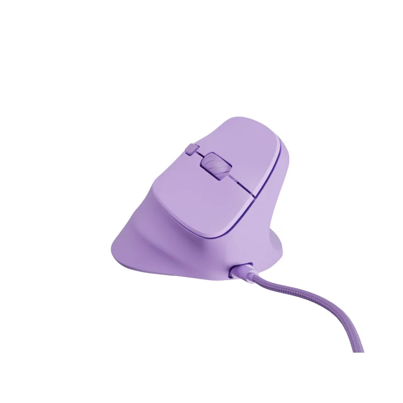 Vertikální myš Natec CRAKE 2 PRO/Vertikální/Optická/Pro praváky/12 400 DPI/Drátové USB-A/Fialová NMY-2274