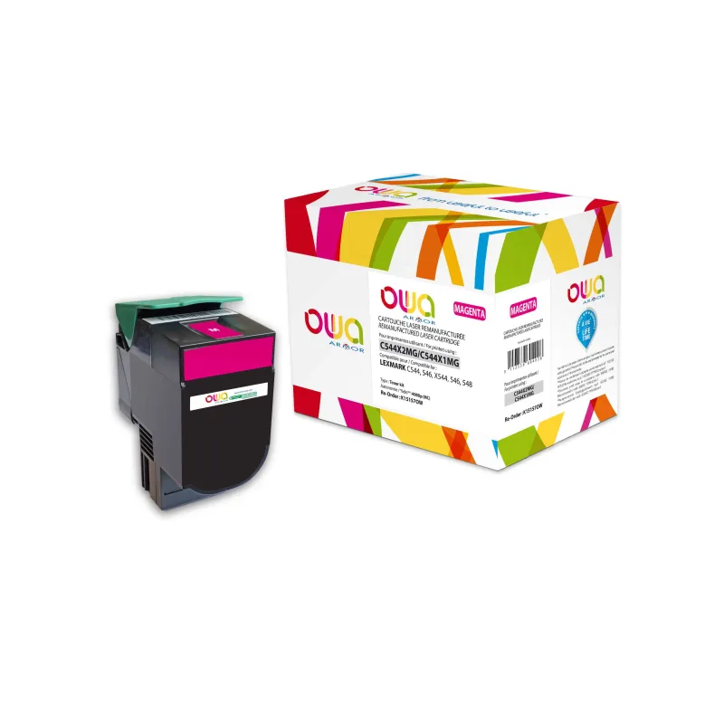 OWA Armor toner kompatibilní s Lexmark C544X2MG, 4000st, červená/magenta K15157OW
