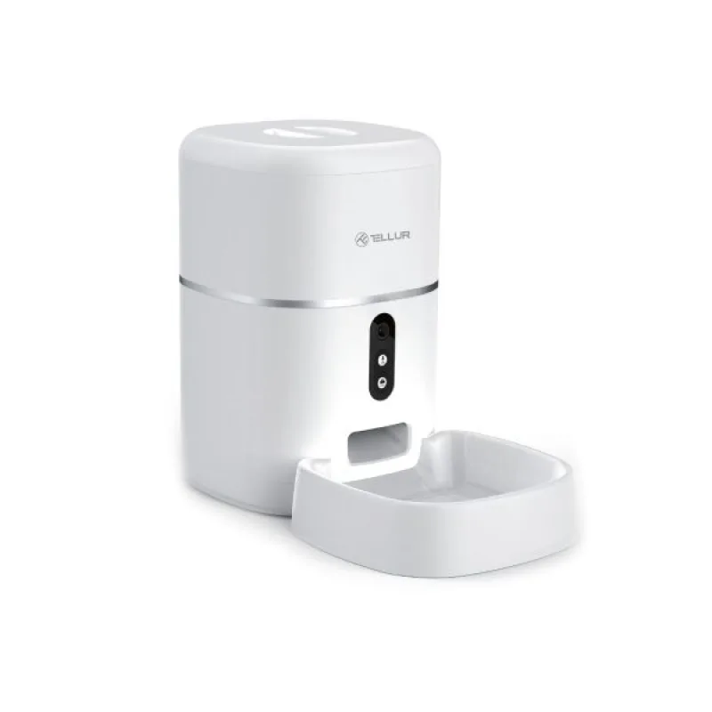 NONAME Tellur WiFi Smart Pet Feeder-dávkovač krmiva, UltraHD kamera, 4L, bilá TLL331461