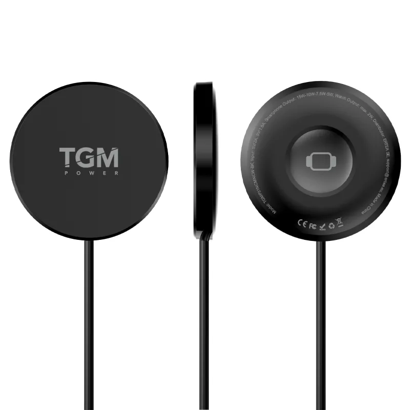 ER TGM 3v1 bezdrátová nabíječka kompatibilní s MagSafe TGMP31NCMNCW-BK