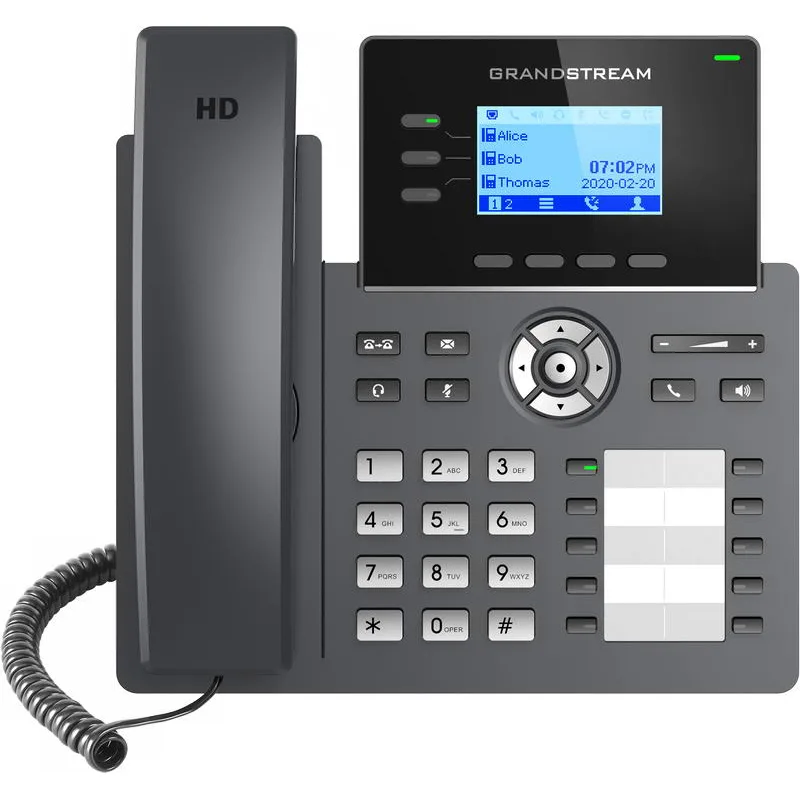 Grandstream GRP2604 SIP telefon, 2,48" LCD podsv. displej, 6 SIP účty,10BLF tl., 2x1Gbit porty GRP2604