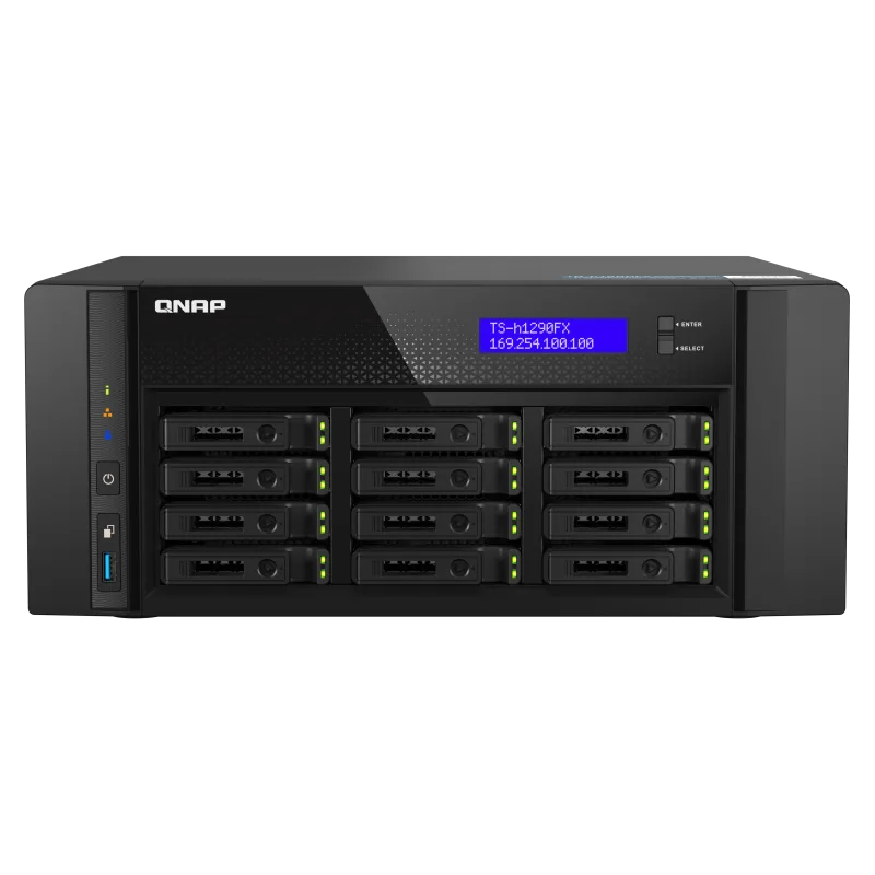 QNAP TS-h1290FX-7232P-64G (AMD EPYC, 64GB ECC RAM, 12x 2,5" U.2, 2x M.2 NVMe, 2x 2,5GbE, 2x 25GbE) TS-h1290FX-7232P-64G