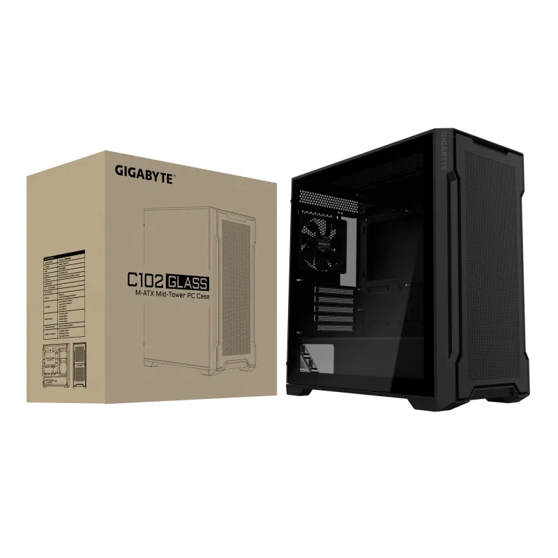 GIGABYTE C102 GLASS/Midi Tower/Transpar./Černá GB-C102G