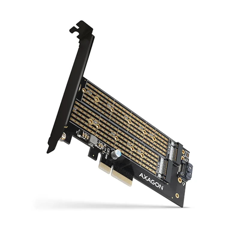AXAGON PCEM2-D, PCIe x4 - M.2 NVMe M-key + SATA B-key slot adaptér, vč. LP PCEM2-D