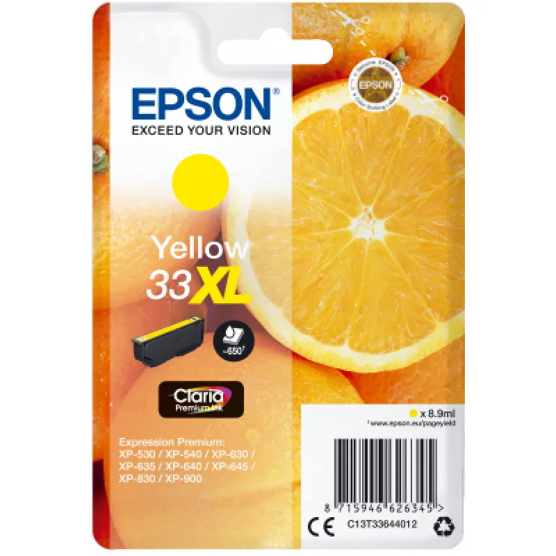 Epson Singlepack Yellow 33XL Claria Premium Ink C13T33644012