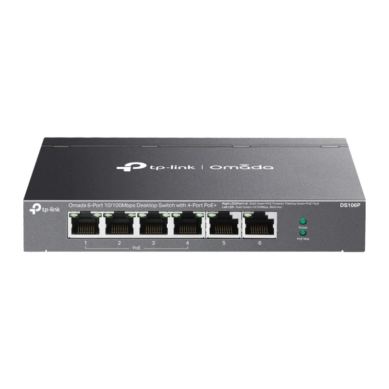 DS106P TP-link Omada 6x 10/100 Mbps, 4 PoE+,switch DS106P